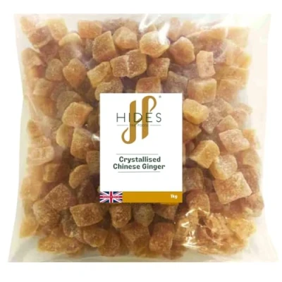 Image of Hides Fine Foods Crystallised Chinese Ginger 1kg GMO Free Suitable for Vegetarians Great Baking Cookies Biscuits Cakes Health Benefits