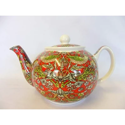 Image of William Morris red Strawberry Thief 2 Cup teapot from The Abbeydale Collection.