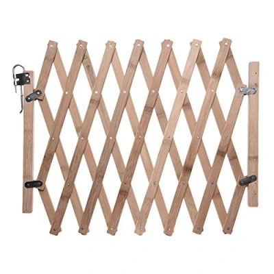 Image of Pet Gate Dog Retractable Fence Indoor Outdoor Telescopic Wooden and Barriers Insulation Door for Puppy Baby