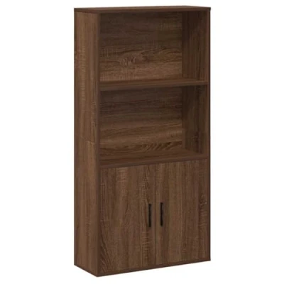 Image of vidaXL Brown Oak Bookcase Engineered Wood Shelves and Compartments Modern Freestanding Bookshelf for Living Room/Office