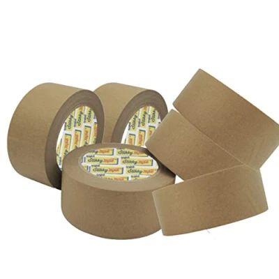 Image of Brown Paper Tape by Stikky® 6 rolls 48mm x 50m Strong, Sticky, Environmentally Friendly, Biodegradable, Recyclable Kraft Eco Essentials for Parcel Packing, Moving boxes, Picture Framing &amp; more