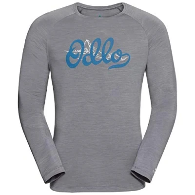 Image of odlo Men&#039;s sweatshirt crew neck concord sweatshirt., mens, Sweatshirt, 550502, Grey melange mountain print SS20, XL