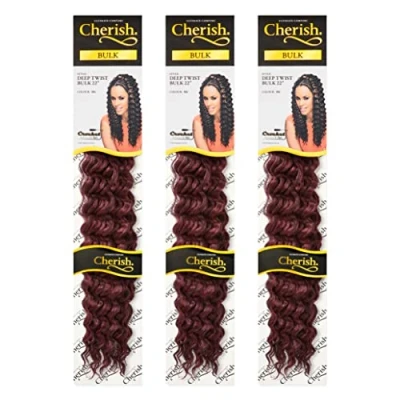 Image of Cherish/Deep Twist Bulk 22&#039;&#039; / Crochet Hair Braids/Colour 99J Pack of 3