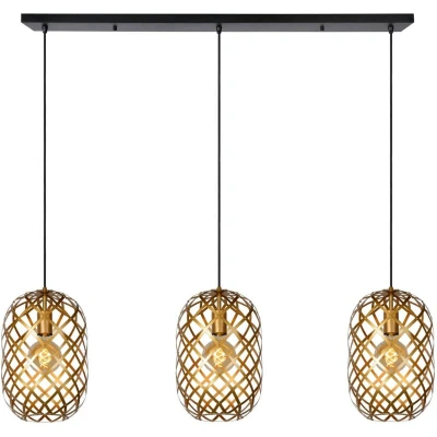 Image of Wolfram Modern Bar Pendant Light 3xE27 Matt Gold, Brass