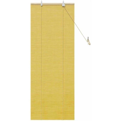 Image of vidaXL Window Blinds &amp; Shades with Curtains Manual Yellow 60 x 160 cm Bamboo