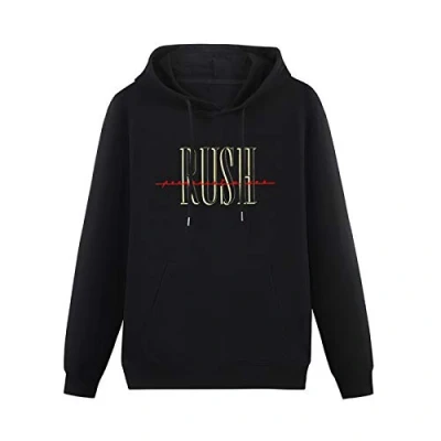Image of Rush Permanent Waves Rock Tour Merch Geddy Lee Tom Sawyer Hoodies Long Sleeve Pullover Loose Hoody Sweatershirt XL Black