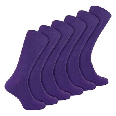 Image of 6 Pairs Multipack Mens Ribbed Dress Socks Sock Snob Breathable Crew Cotton (6 11, Purple)