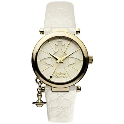 Image of Vivienne Westwood Women&#039;s Orb II Quartz Watch with White Dial Analogue Display and Leather Strap VV006WHWH