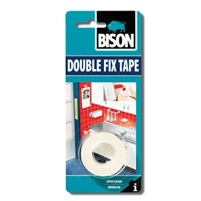 Image of 1 x 6305458 Bison Double Sided Adhesive Tape Fixing Foam for Indoor Interior Use 1.5m long 19mm wide white