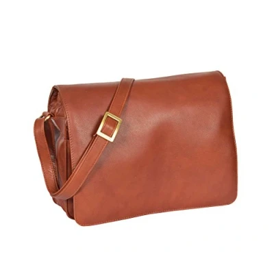 Image of A1 FASHION GOODS Womens BROWN Leather Shoulder Bag Ladies Medium Size Classic Casual Flap Over Cross Body A54