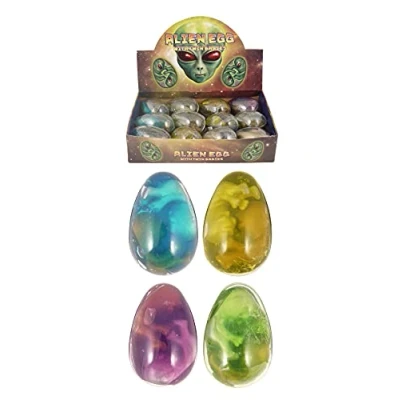 Image of Henbrandt 6 x Alien Eggs with Twin Babies Gooey Aliens Stretchy Space Embryo Kids Toys Party Bag Favours Loot Fillers Lucky Dip Stocking for Boys and Girls
