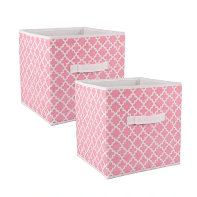Image of DII Lattice Storage Bin, Polyester, Pink Sorbet, Small Set of 2