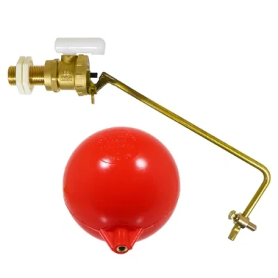 Image of SPARES2GO 1/2&quot; Part 2 Valve Low Pressure Side Entry Toilet Cistern Ballcock + 4 Ball Float Kit