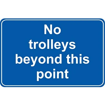 Image of No trolleys beyond this point Golf safety sign 1.2mm Rigid plastic 300mm x 200mm