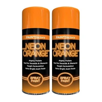 Image of Classic Signature 2 x Neon Orange 200ML, Spray Paint Aerosol Fluorescent Bright Graffiti (Banksey) Matt Finish