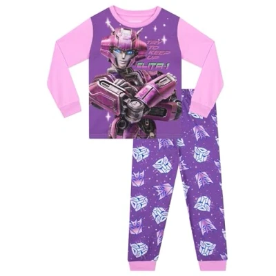 Image of Transformers Girls Pyjamas Autobots PJs Elita 1 Girls&#039; Pyjama Sets Purple 7 8 Years