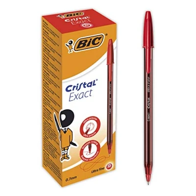 Image of Bic Crystal Exact Fine Point Pens (0.7 mm) Red, Box of 20
