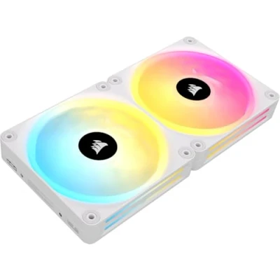 Image of Corsair iCUE LINK QX140 RGB 140mm Magnetic Dome Fans Double Fan Starter Kit with System Hub White