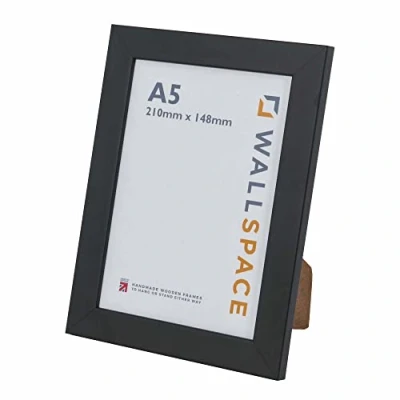 Image of Wall Space A5 Black Frame Photo Picture Frames Natural WOOD All Wooden are made from SOLID and have REAL GLASS