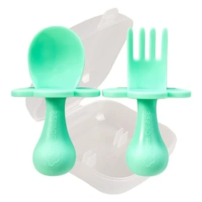 Image of Grabease Baby Spoons Toddler Silverware Utensils, BPA Free &amp; Phthalate for Toddler, 1 Set, Mint