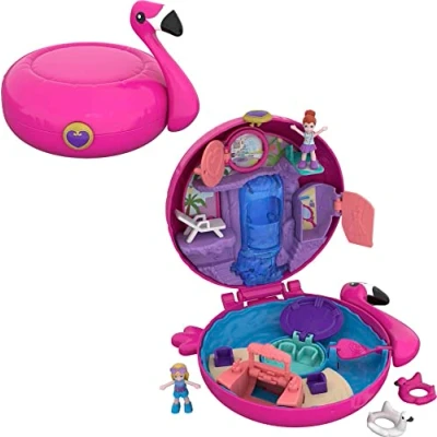 Image of Polly Pocket Big World Flamingo Floatie Compact, FRY38