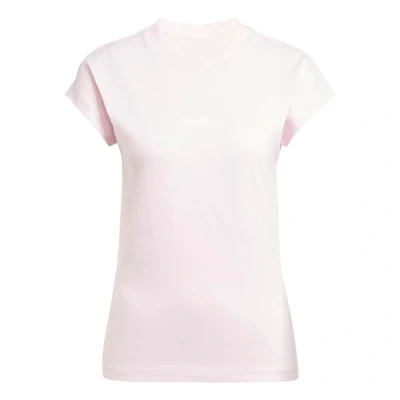 Image of adidas Women&#039;s Essentials Linear Cotton T Shirt, Clear Pink/White, XL