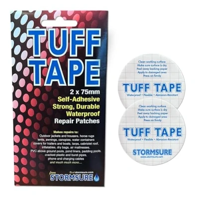 Image of TUFF Tape 5x 75mm Round Patch Pack Waterproof, Self Adhesive, Durable Patches for Down Jacket Repairs