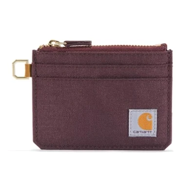 Image of Carhartt Women&#039;s Casual Nylon Duck Zippered Card Keeper Wallet, (Deep Wine), One Size