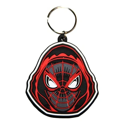 Image of Pyramid International Spider Man Miles Morales Rubber Keyring, Zip Pull or Backpack Charm (Hooded Design) Official Merchandise