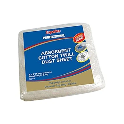 Image of SupaDec Absorbent Cotton Twill Dust Sheet 1.8m x 0.9m Water Resistant (1 Pack)