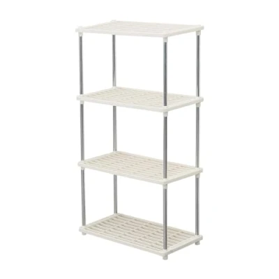 Image of Holdfiturn 4 Tier Storage Shelving Unit 80.5x41x22cm Shelf Multipurpose Metal Modern Small Rack for Pantry Kitchen Livingroom Bathroom