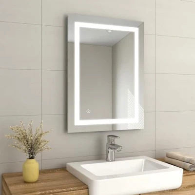 Image of EMKE 800 x 600mm LED Illuminated Bathroom Mirror with Shaver Socket Sensor Switch Demister Pad, Wall Mounted Vanity Multifunction Mirror, Energy Saving Smart [Horizontal/Vertical]