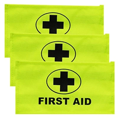 Image of Triple Pack Yellow First Aider Aid ID Identification Armband Badge Sleeve