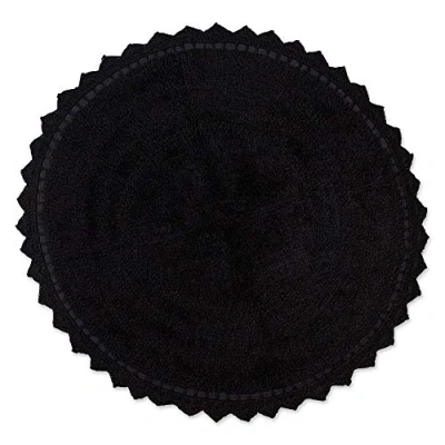 Image of DII Crochet Collection Reversible Bath Mat, Round, 27.5&quot; Diameter, Black