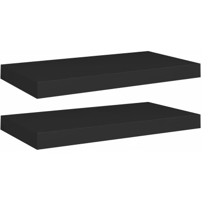 Image of vidaXL Floating Wall Shelves 2 pcs Black 50x23x3.8 cm MDF