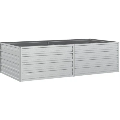 Image of vidaXL Silver Raised Garden Bed in Galvanized Steel Large Metal Planter for Outdoor Decor Versatile Patios, Balconies, or Gardens.