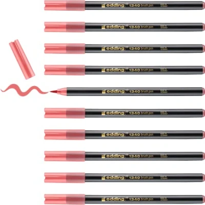 Image of edding 1340 brush pen apricot nude box of 10 flexible tip felt for painting, writing and drawing bullet journals, hand lettering, mandalas, calligraphy