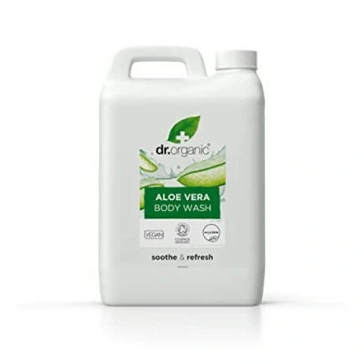Image of Dr Organic Aloe Vera Body Wash, 5L Refill with Free Pump, Soothing, Natural, NEW, Vegan, Cruelty Paraben &amp; SLS Free, Recyclable Recycled Packaging, Certified