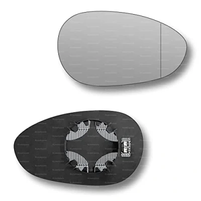 Image of Less4spares Replacement Wing Mirror Glass Right Compatible with Fiat 500 500c 2007 2022 CLIP ON Driver Off side Heated Blind Spot
