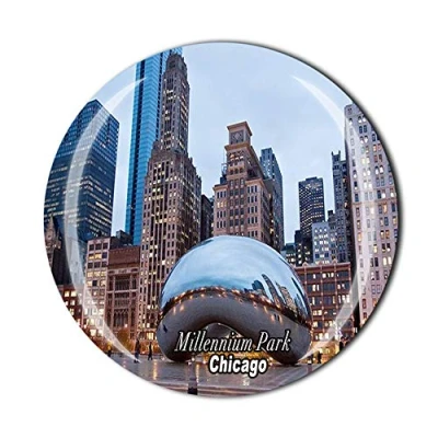 Image of Millennium Park Chicago USA Fridge Magnet Souvenir Gift Decor Magnetic Sticker Collection