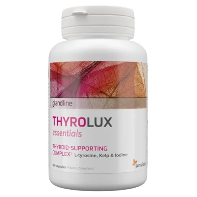 Image of Thyroid Supplement Iodine, Selenium, L Tyrosine, Zinc, Manganese 180 Capsules for Days Plant Based Sensilab ThyroLux