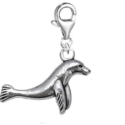 Image of JewelleryJoy Clip On Seal Animal European Bracelet Lobster Clasp Charm Pendants In organza Gift Bag