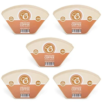 Image of 400 Size 100 Coffee Filter Paper Cones, Unbleached for Melitta Aromaboy by EDESIA ESPRESS