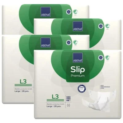 Image of ABENA Slip Premium All In One Incontinence Pads For Men &amp; Women, Eco Labelled Womens Pads, Mens Large 3, 100 150cm Waist, 3400ml Absorbency, 4x 20PK