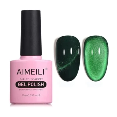 Image of AIMEILI Magnetic Gel Nail Polish Cat Magnet Eye Polish, UV LED Soak Off Glitter Varnish Art Manicure Pedicure, Long Lasting &amp; Easy to Apply 10ml 757