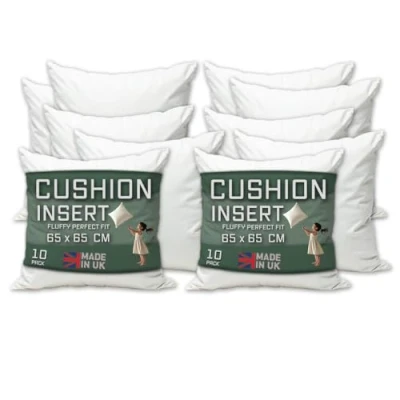 Image of Cushion Inner Pads (Pack of 4), 70 x cm (28&quot; 28&quot;) Stuffer Inserts, Hollowfibre Square Pillows (White)
