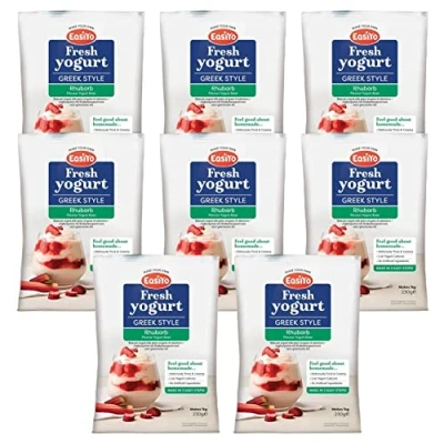Image of Greek Style Rhubarb EasiYo Yogurt 8 Sachet Pack Each Makes 1KG of