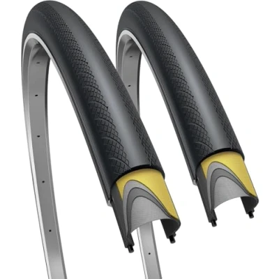 Image of Fincci Pair 700x28c Foldable Tyres 28 622 ETRTO 60TPI with 1mm Antipuncture Protection 700x28 Bike Tyre for Cycle Race Road Racing Touring Bicycle (Pack of 2)