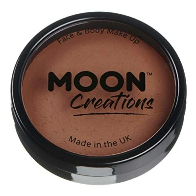 Image of Moon Creations Pro Face &amp; Body Makeup Mid Brown 36g Professional Colour Paint Cake Pots For Painting Kids, Adults, Fancy Dress, Festivals, Halloween