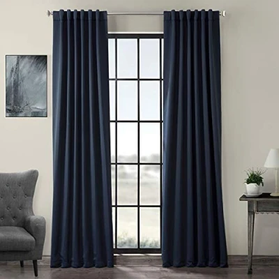 Image of HPD Half Price Drapes Curtain For Room Darkening 50 X 84 (1 Panel), BOCH 193810 84, Navy Blue